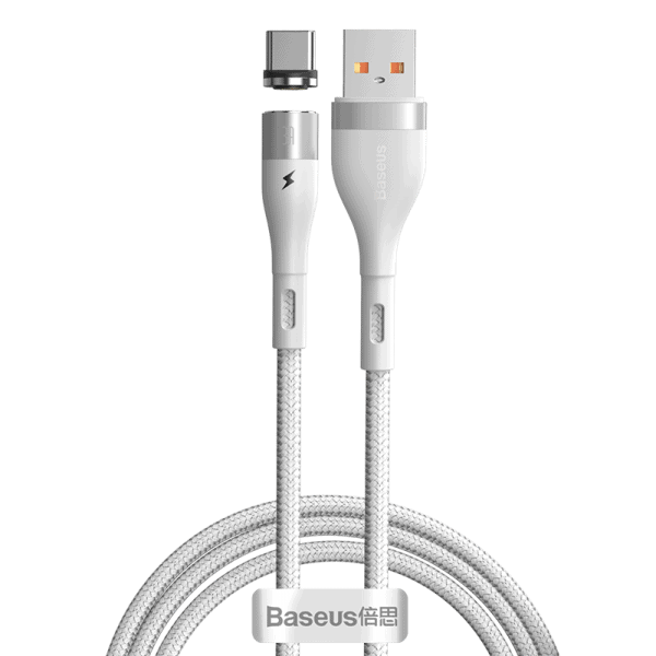 USB magnetic cable USB C Baseus Zinc 3A 1m white 19522 1