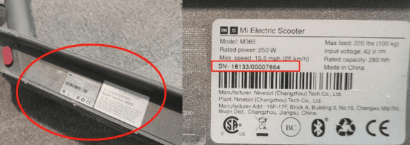 Xiaomi Scooter Hitta Modellnummer